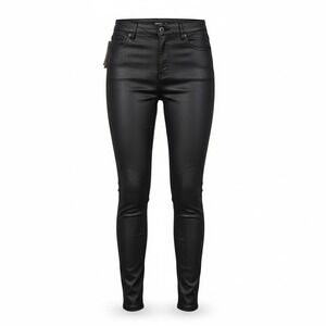 Apperloth Women's Faux Leather Jeans Black Size Large